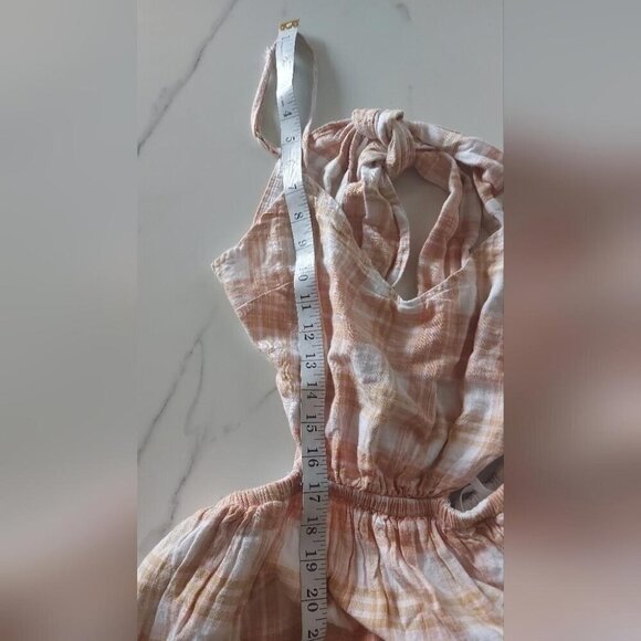 Cottagecore American Eagle Mini Dress Sz Small Plaid Backless Summer Sundress - Picture 7 of 7